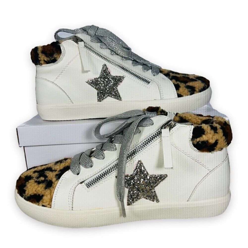 Unionbay Emma High-Top Sneaker White / Leopard Sherpa Women's 10